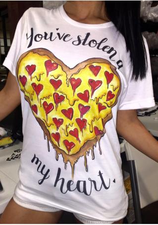 Heart Printed O-Neck Fashion T-Shirt