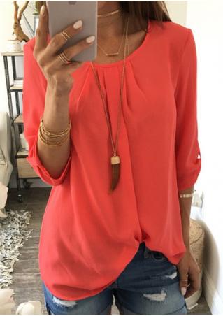 Solid O-Neck Fashion Blouse Without Necklace