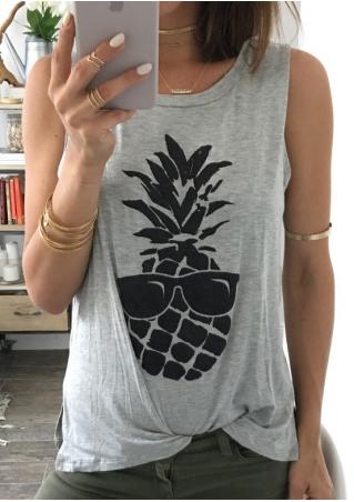 Pineapple Printed Fashion Tank Without Necklace