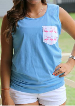 Swan Printed Pocket Fashion Tank Without Necklace