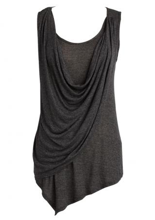 Solid Ruffled Irregular Fashion Tank