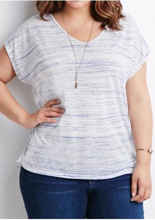 Printed Plus Size Casual T-Shirt Without Necklace