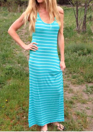 Striped Sleeveless Fashion Maxi Dress