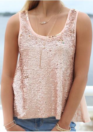 Sequined Splicing Fashion Tank Without Necklace