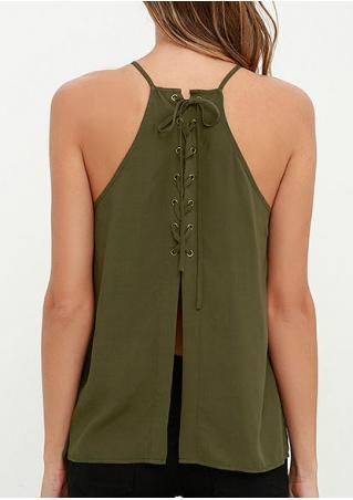 Solid Lace Up Fashion Camisole Without Necklace