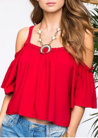 Solid Slash Neck Backless Fashion Blouse Without Necklace