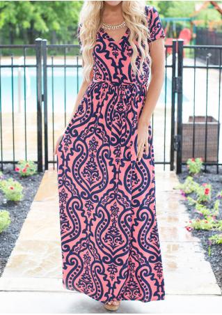 Printed Casual Maxi Dress Without Necklace