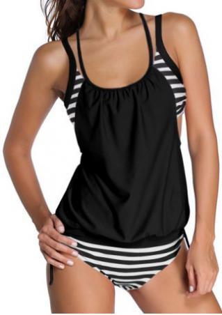 Striped Splicing Beach Sexy Tankini