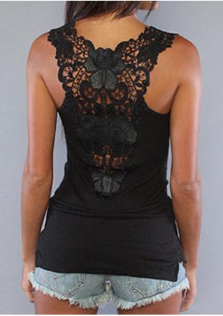 Solid Lace Splicing Sexy Tank