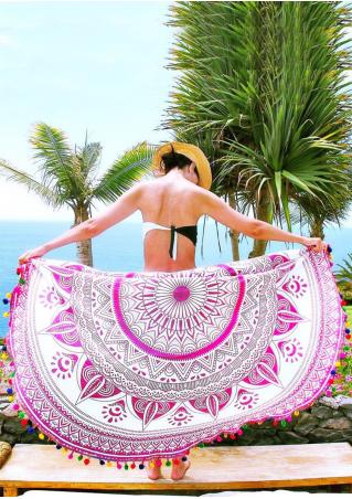 Mandala Printed Tassel Round Beach Blanket