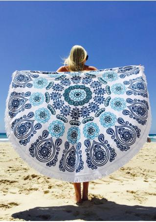Paisley Printed Tassel Round Beach Blanket