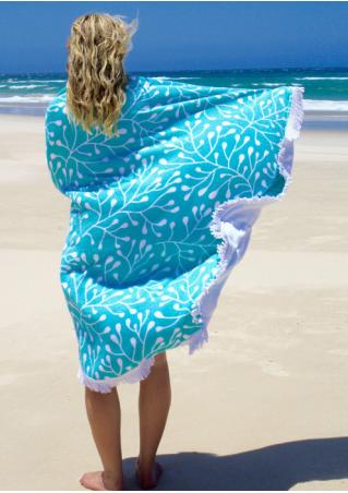 Leaf Printed Round Beach Blanket