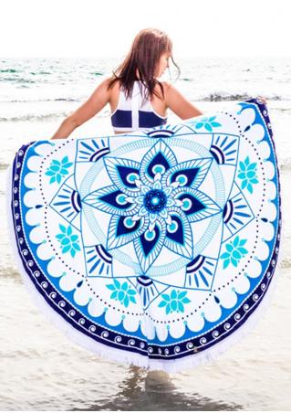 Mandala Flower Round Beach Blanket