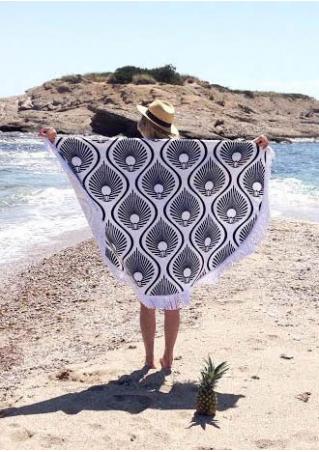 Printed Tassel Round Beach Blanket