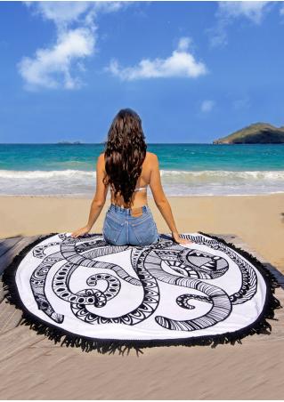 Octopus Printed Round Beach Blanket