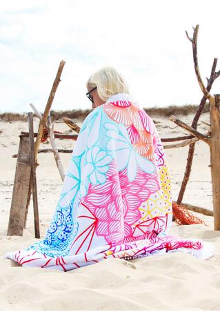 Multicolor Printed Round Beach Blanket