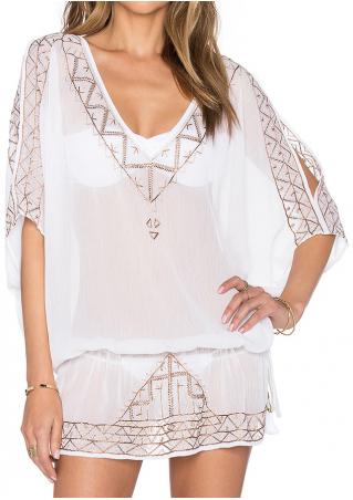 Embroidery Chiffon Beach Cover Up