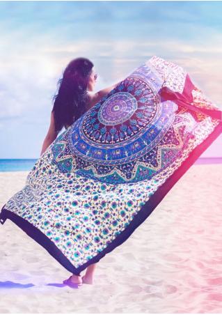 Mandala Multicolor Rectangle Beach Blanket
