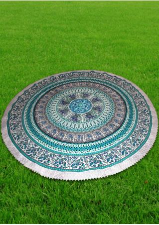 Mandala Printed Lace Round Picnic Blanket