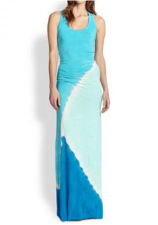 Printed Sleeveless O-Neck Fashion Maxi Dress