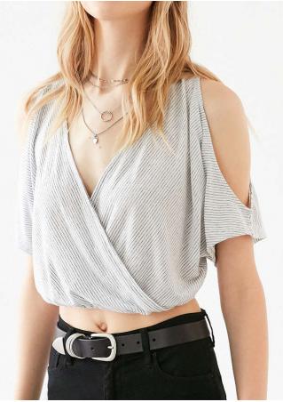 Striped Off Shoulder Crop Top Without Necklace