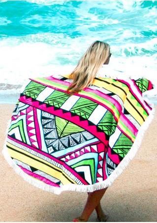 Multicolor Geometric Round Beach Blanket