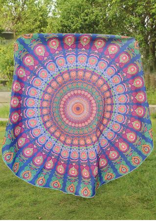 Mandala Peacock Round Blanket