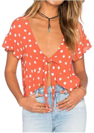 Polka Dot Knot Fashion Crop Top Without Necklace