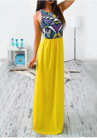 Multicolor Printed Splicing Casual Maxi Dress