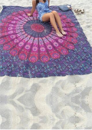 Mandala Peacock Rectangle Beach Blanket