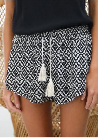 Printed Elastic Waist Casual Shorts