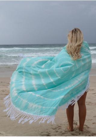 Tie Dye Printed Tassel Round Beach Blanket
