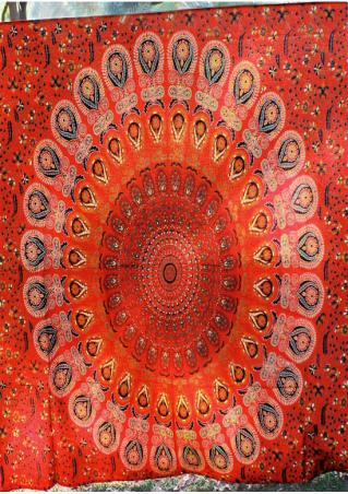 Mandala Peacock Printed Square Blanket