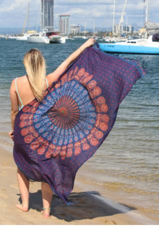 Mandala Peacock Printed Rectangle Beach Blanket