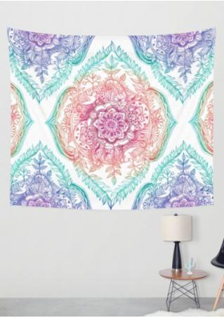 Flower Elephant Printed Rectangle Tapestry