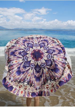 Multicolor Floral Printed Round Beach Blanket