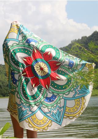Mandala Multicolor Flower Round Blanket