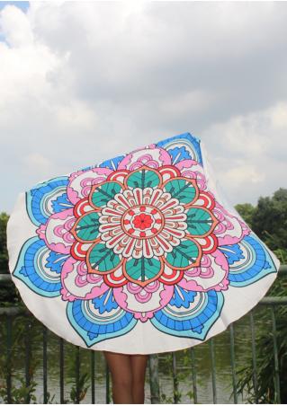 Mandala Lotus Flower Round Blanket
