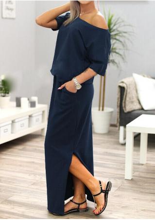 Solid Slit Maxi Dress Without Necklace