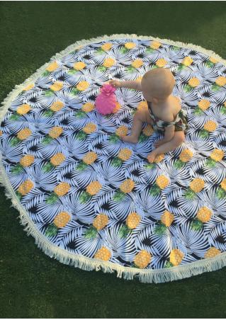 Pineapple Tassel Round Picnic Blanket