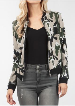 Camouflage Printed Zipper Fashion Jacket