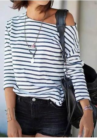 Striped Long Sleeve T-Shirt Without Necklace