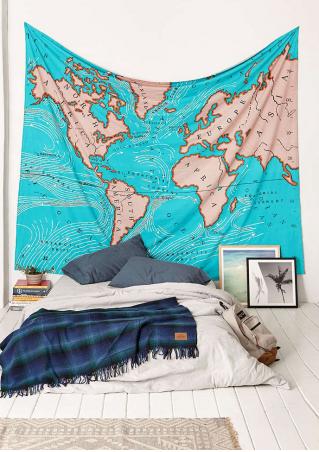 World Map Printed Fashion Rectangle Tapestry