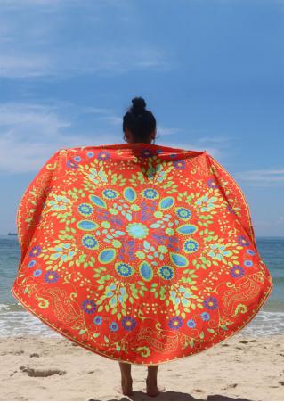 Flower Printed Round Beach Blanket