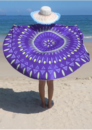 Geometric Printed Round Beach Blanket
