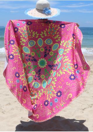 Multicolor Flower Printed Round Beach Blanket