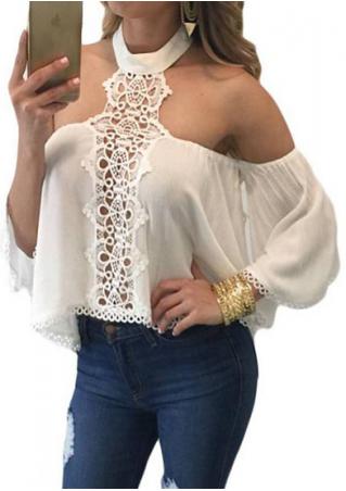 Lace Splicing Hollow Out Halter Blouse