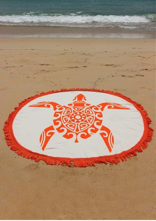 Turtle Printed Tassel Round Beach Blanket
