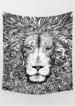 Lion Printed Rectangle Tapestry