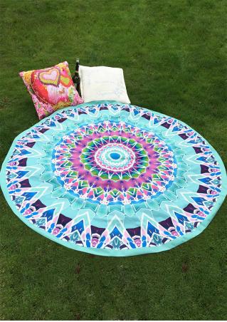 Multicolor Printed Round Picnic Blanket